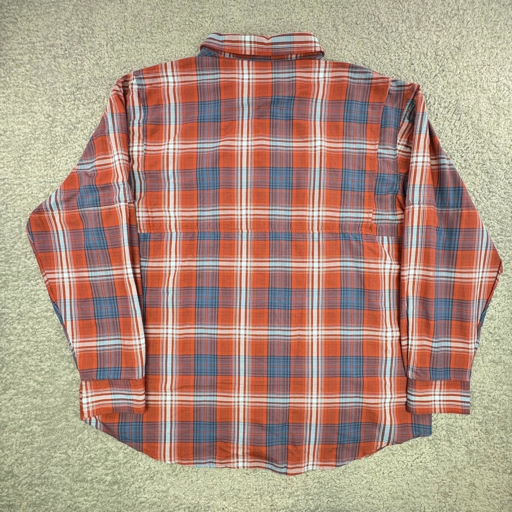 Columbia Omni-Shade Plaid Button Down Shirt Mens 2X Red Blue XS1181 Long Sleeve - Picture 10 of 14